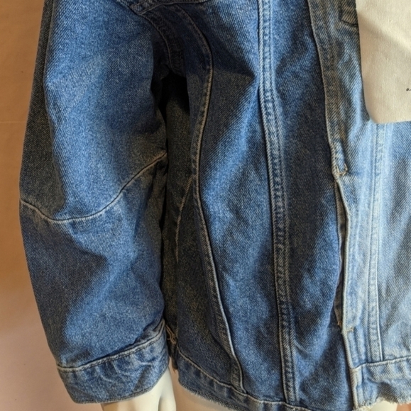 Patchwork by Stradivarius Oversized Two Tone Wash Denim Jacket size Small - Picture 8 of 14